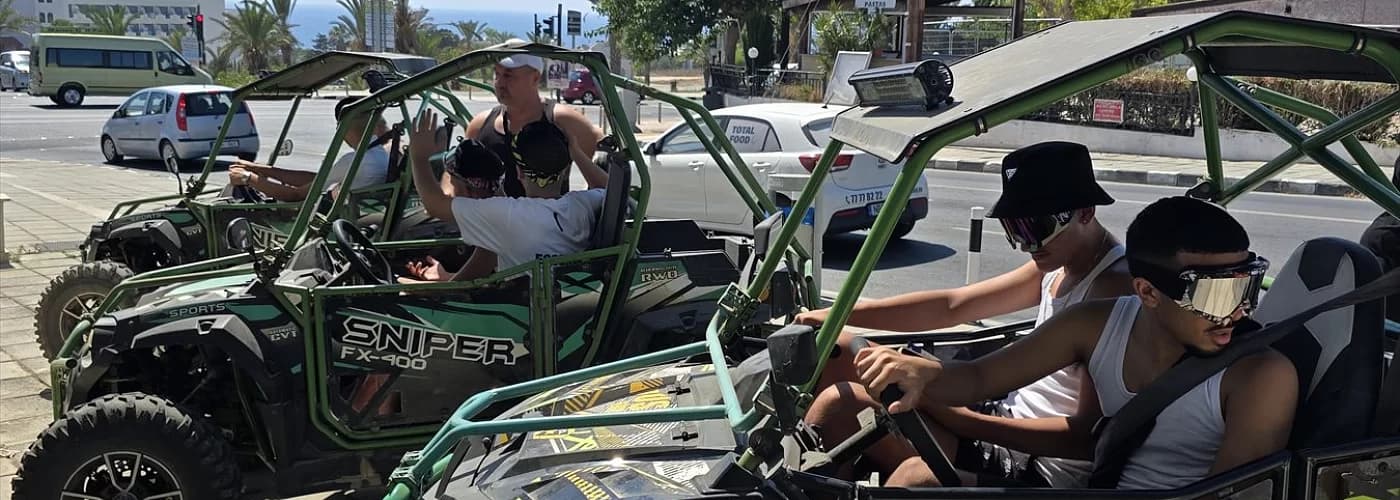 Rental buggy handover in the Paphos area, Cyprus, the vehicle we actually hire while a quad is on order