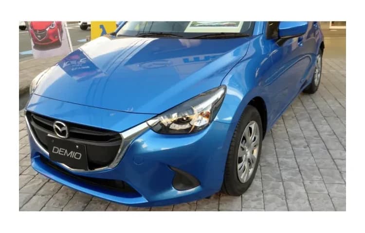 Blue Mazda Demio economy hire car for Limassol, from 45 euro a day