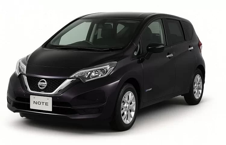 Dark purple Nissan Note compact hire car for Paphos, from 40 euro a day