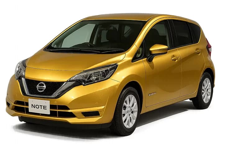 Gold Nissan Note compact hire car for Paphos, from 40 euro a day