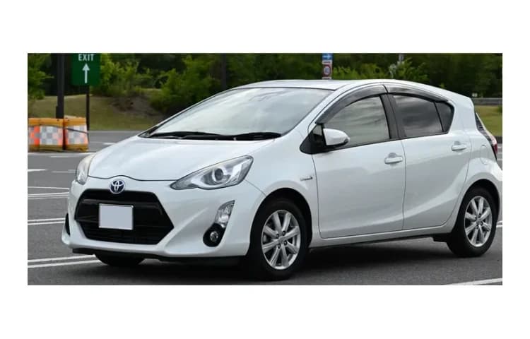 White Toyota Aqua hybrid economy hire car for Limassol, from 45 euro a day