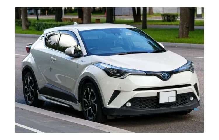 White Toyota C-HR hybrid compact SUV for Limassol, from 65 euro a day