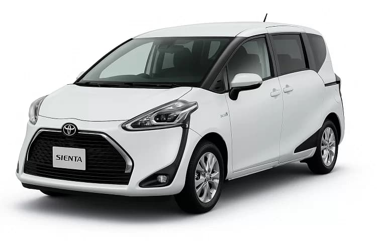 White Toyota Sienta seven-seat MPV for Paphos, from 65 euro a day